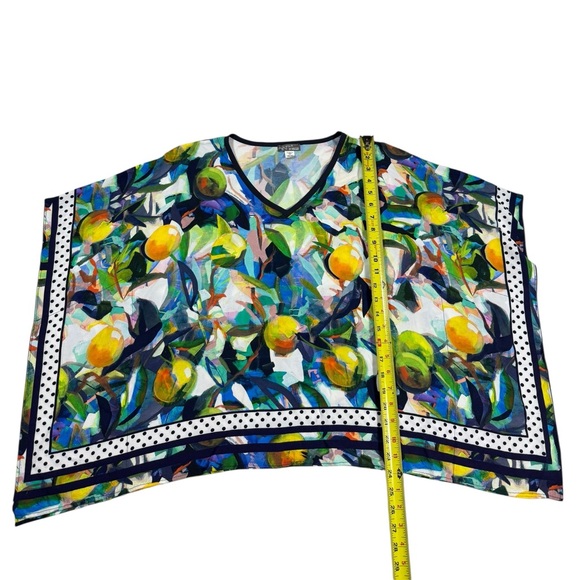 Simply Art By Dolcezza Poncho Style Blouse Womens Medium Lemon Print Colorful - Picture 4 of 9